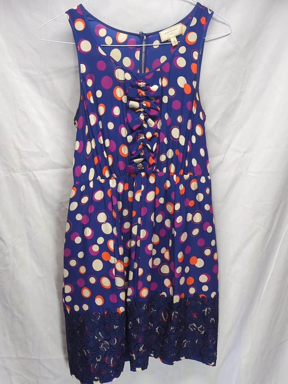Moulinette Soeurs Purple Polka Dot Lace Hem Dress